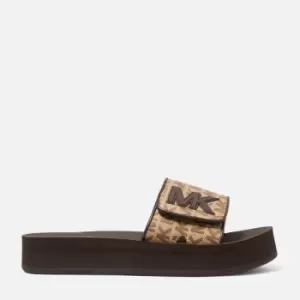 Image of Michael Kors Womens Mk Platform Slide Sandals - Beige/Ebony - UK 4