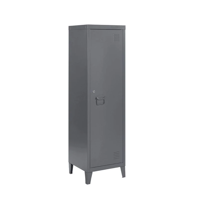 Image of Moderna Grey Metal Locker Cabinet, 2 Shelves, 1 Door for Home or Office Grey Unisex