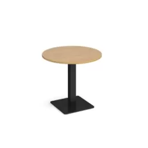 Image of Brescia circular dining table with flat square Black base 800mm - oak
