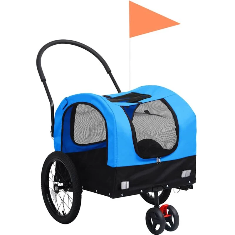 Image of VIDAXL Vidaxl - 2-in-1 Pet Bike Trailer & Jogging Stroller Blue and Black 8719883868820