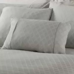 Image of Dreams & Drapes Woven Croma Geometric Jacquard Filled Cushion, Silver, 30 x 50 Cm