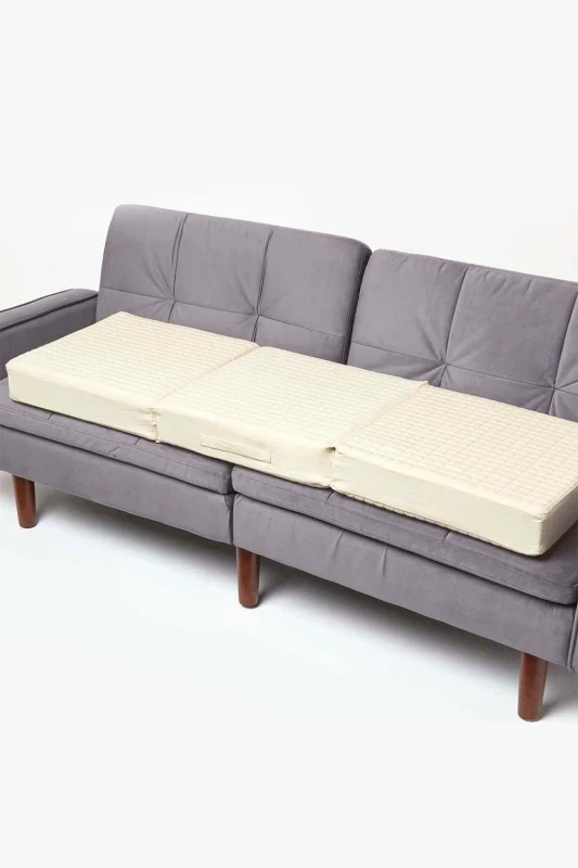 Image of Homescapes Cotton Orthopaedic Foam 3 Seater Booster Cushion Cream