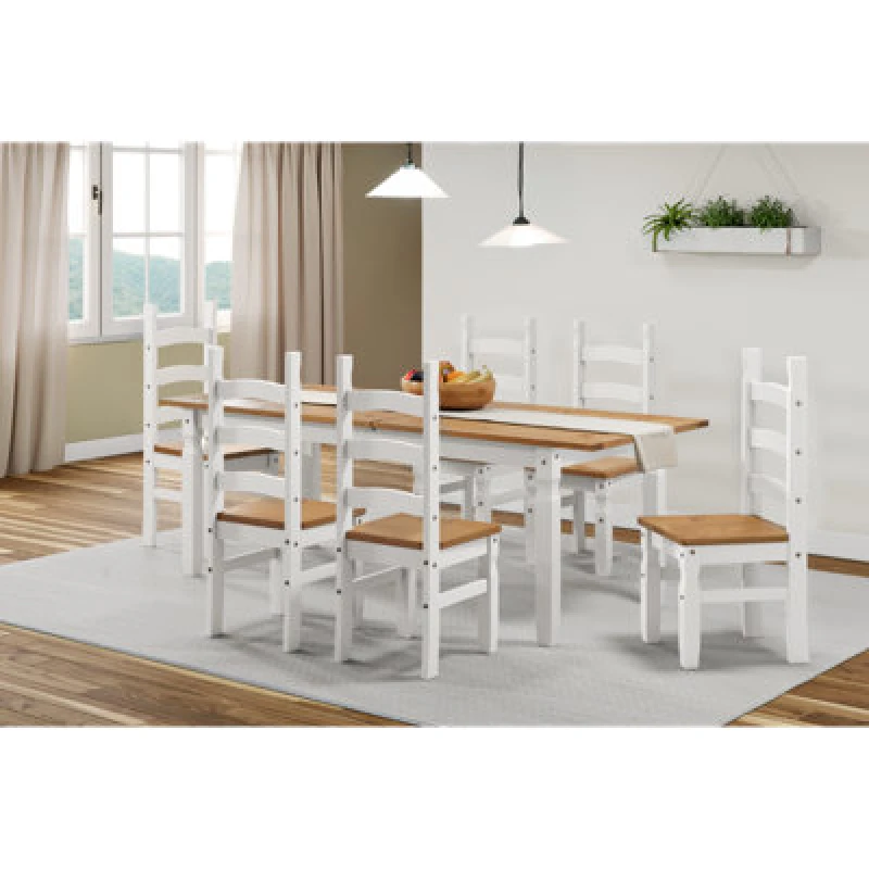 Image of Mercers Furniture Corona White Large Extending Table & 6 Chairs
