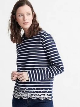 Image of Superdry Summer Schiffli Top - Navy, Size 6, Women