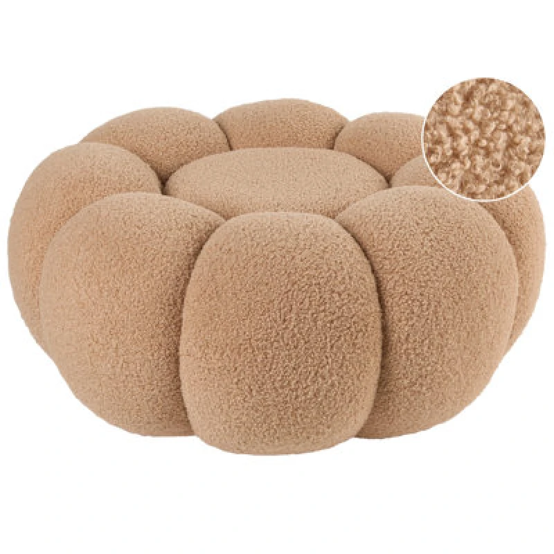 Image of Beliani Pouffe Beaufort Boucle Light Brown