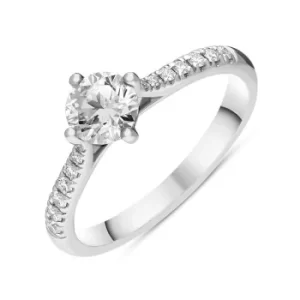 Image of Platinum 0.85ct Diamond Shoulder Set Solitaire Ring