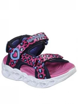 Image of Skechers Toddler Girls Heart Lights Leopard Sandals - Pink, Size 7 Younger