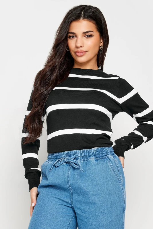 Image of PixieGirl Womens Petite Stripe Jumper in Black Size: 16-18 Black Female 16-18