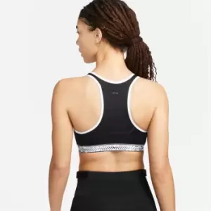 Image of Nike Swoosh On The Run Womens Medium-Support Lightly Lined Sports Bra - Black