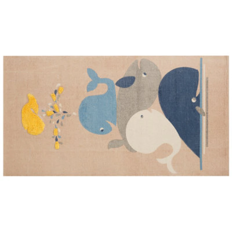Image of Beliani Kids Rug Seai Beige 80 X 150 Cm Cotton
