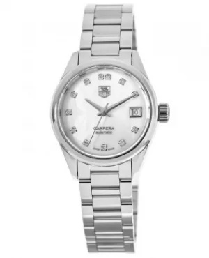 Image of Tag Heuer Carrera Automatic White Diamond Dial Steel Womens Watch WAR2414.BA0776 WAR2414.BA0776