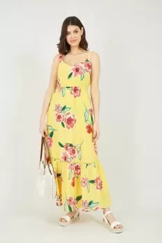 Image of Yellow Oversized Floral Maxi Dress