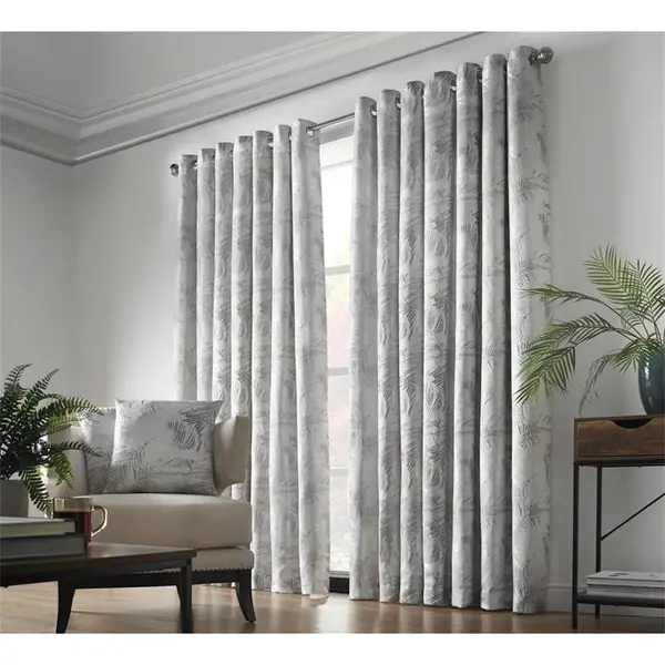 Image of Other Fiji Multi Yarn Fully Lined Ring Top Curtains - Silver 90x90 Inch
