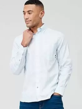 Image of Tommy Hilfiger Oxford Stripe Regular Fit Shirt - Light Blue Size M Men