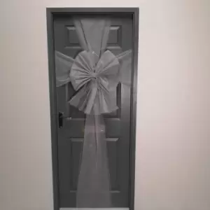 Image of Samuel Alexander - Luxury Indoor Outdoor diy Silver Net Christmas Door Bow with Diamante Centre