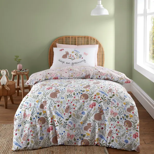 Image of RHS Garden Animals Reversible Duvet Cover and Pillowcase Set MultiColoured