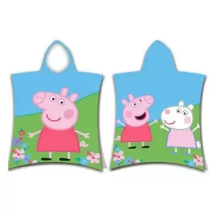 Image of Peppa Pig Childrens/Kids Hooded Towel (One Size) (Green/Blue/Pink) - Green/Blue/Pink