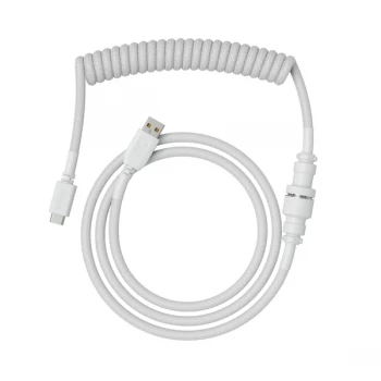 Image of Glorious PC Gaming Race Coiled Cable Ghost White USB-C to USB-A Braided 1.37m White GLO CBL CO