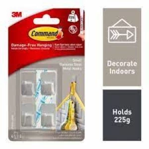 Image of Command Stainless Steel Self Adhesive Hooks 4 Pack