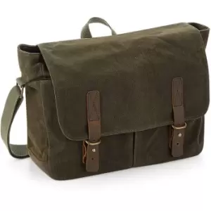 Image of Quadra Heritage Waxed Canvas Messenger Bag (One Size) (Olive Green) - Olive Green