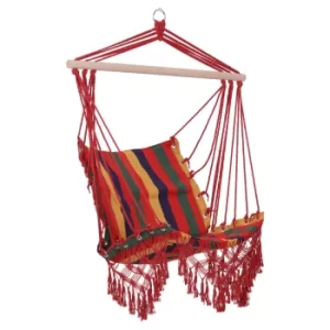 Image of Outsunny Hammock Chair Swing Colourful Striped Seat Porch Indoor Outdoor Hanging Beach