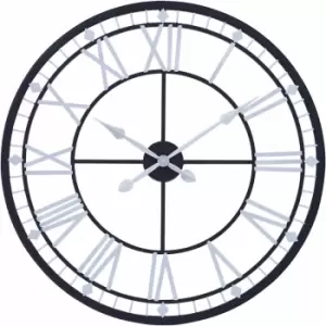 Image of Wall Clock Wooden Clocks For Living Room Silver Roman Numbers Kitchen Clocks Wall Contemporary Clocks For Bedrooms 80 x 4 x 80 - Premier Housewares