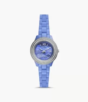 Image of Fossil Women Stella Three-Hand Date Blue Ceramic Watch