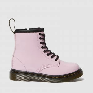 Image of Dr. Martens Toddlers 1460 Patent Lamper Lace Up Boots - Pale Pink - UK 7 Toddler