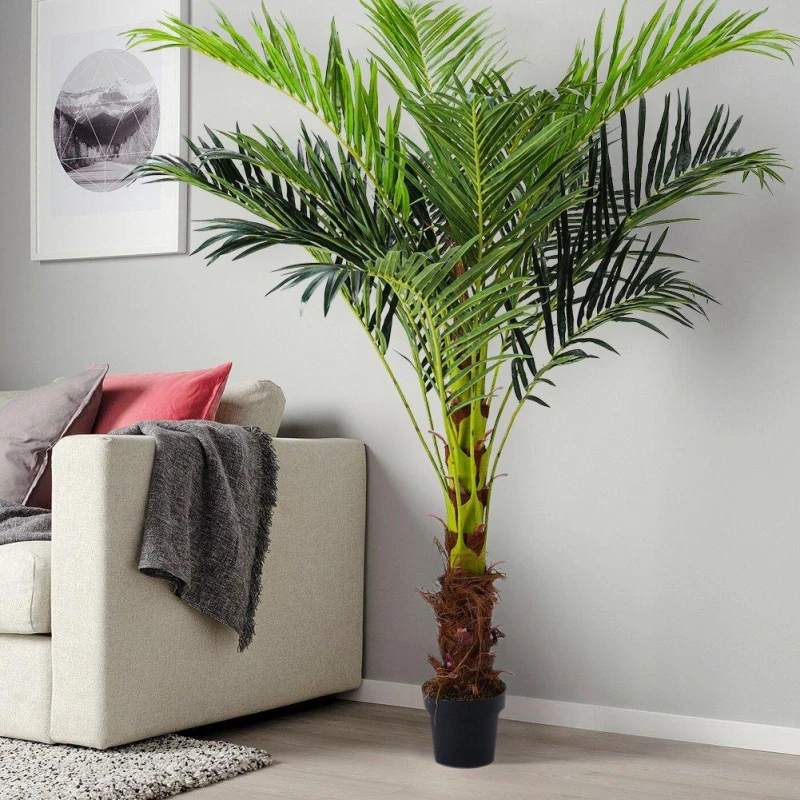 Image of LIFE IDEAS 180cm Artificial Palm Tree Greenery Decoration - Green and Brown Green and Brown Oversized