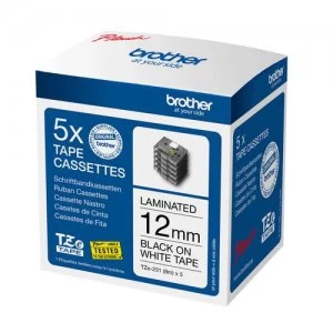 Image of 12MM BK ON White Label Tape PACK OF 5