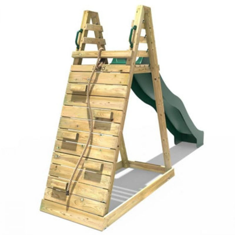 Image of Rebo Wooden 10ft Freestanding Garden Slide - Adventure Pack Green Green