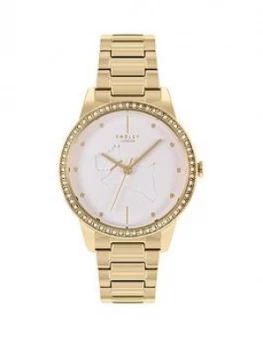 Image of Radley Bronze Tone Dog Dial Stone Set Stainless Steel Bracelet