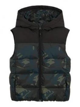 Image of Mango Boys Quilted Hooded Gilet - Khaki