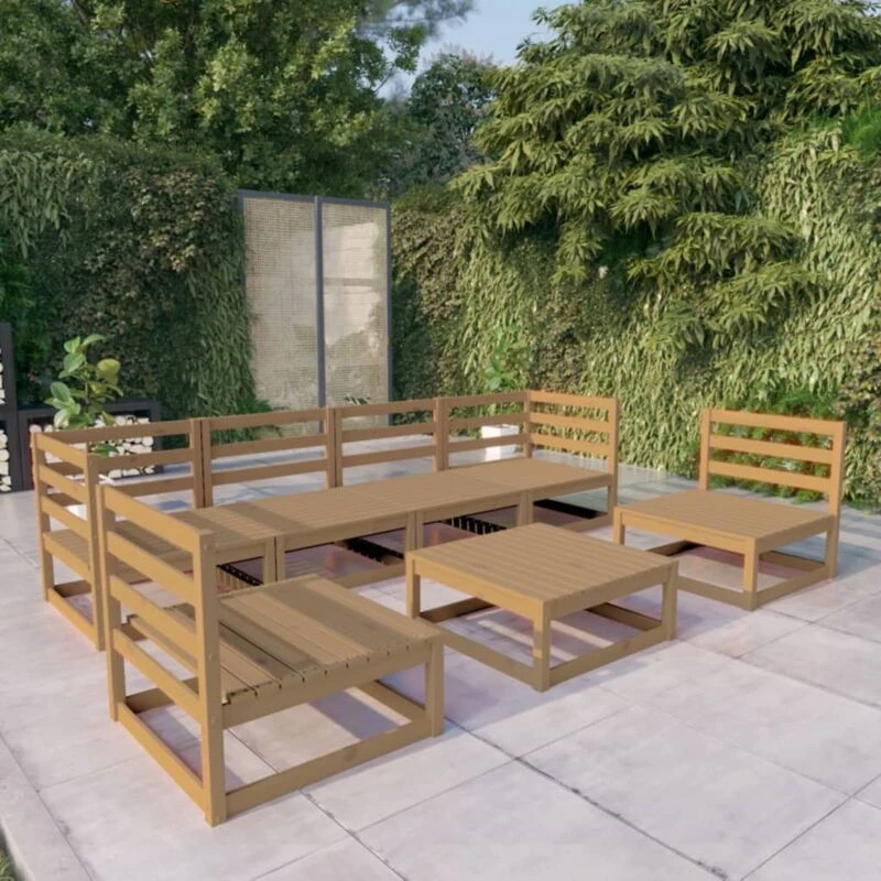 Image of VIDAXL 7 Piece Garden Lounge Set Honey Brown Solid Pinewood Vidaxl 8720286465103