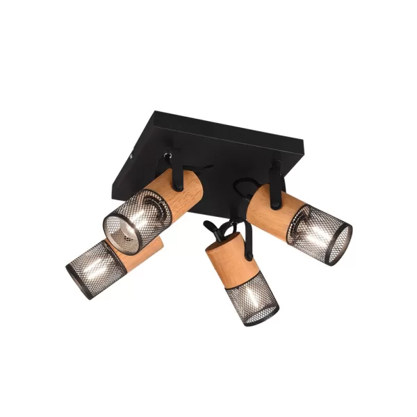 Image of Tosh Vintage 4 Light Ceiling Spotlight Clusters Black Matt