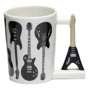 Image of Headstock Guitar Rock Guitar Ceramic Shaped Handle Mug