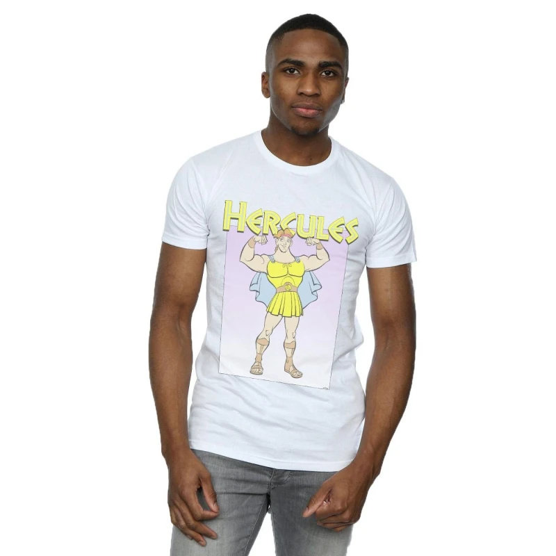 Image of Disney Men Hercules Muscles T-Shirt in White Size: Small White S Male 5059276954543