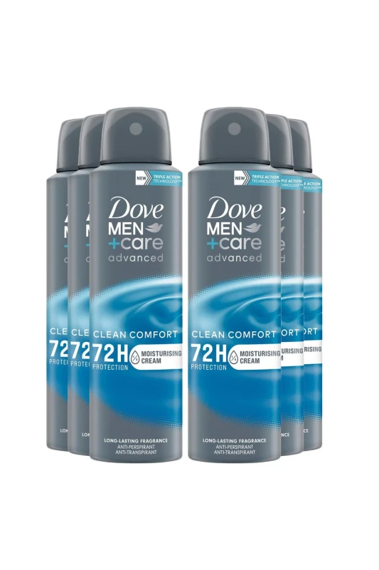 Image of Dove 6x Men+Care 'Antiperspirant' Deo, Clean Comfort, 150ml Grey male