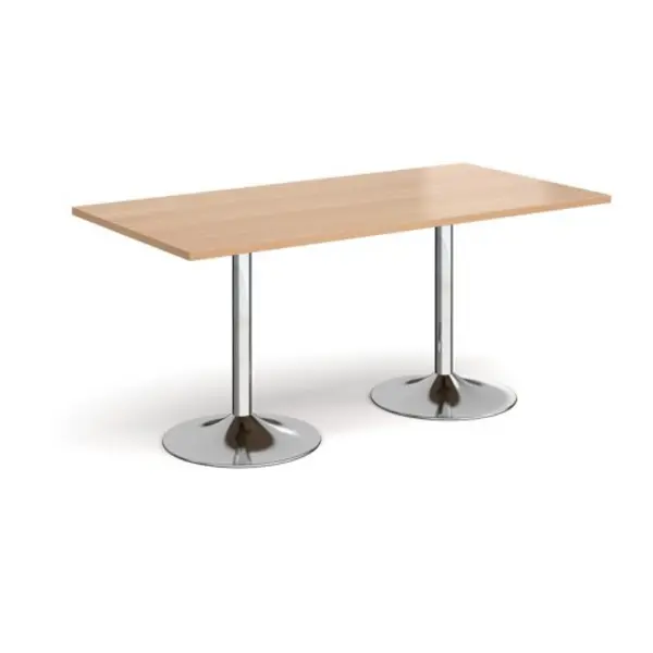 Image of Genoa Genoa rectangular dining table with chrome trumpet base 1600mm x 800mm - beech Beech GDR1600-C-B