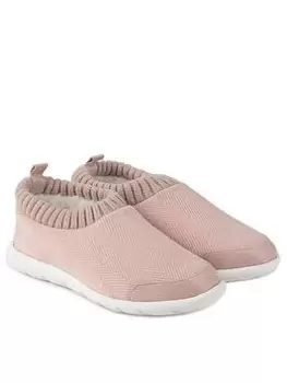 Image of TOTES Isotoner Ladies Iso- Flex Herringbone Bootie Slipper - Pink, Size 5, Women