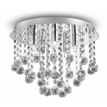 Image of Ideal Lux Bijoux - 5 Light Large Semi Flush Ceiling Light Chrome, Crystal, G9