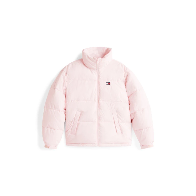 Image of Tommy Jeans Womens Flag Medium Puffer Jacket Light Pink female 8 (XS)