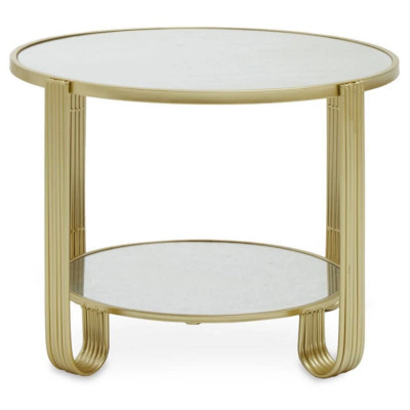 Image of Orsina Modern Design Round Mirrored Top Gold Frame Table, Versatile Bedside Table, Easily Maintained Small Table