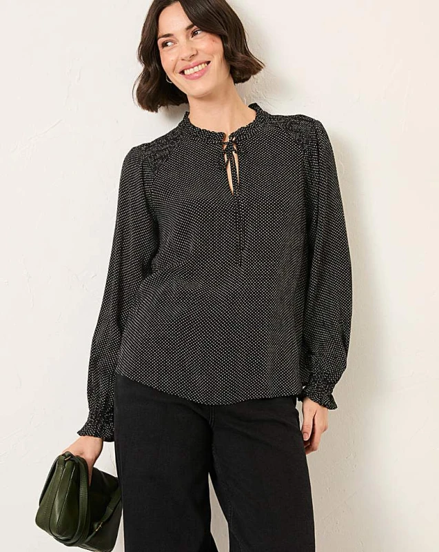Image of FatFace FatFace Lucy Spot Blouse Black - FatFace - Size: 14 Black Female 14 RF82803