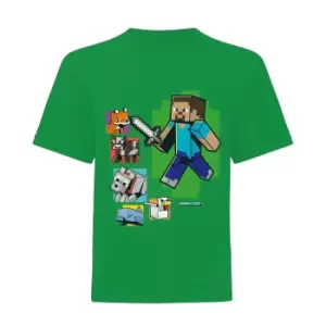 Image of Minecraft Boys Steve And Friends T-Shirt (5-6 Years) (Green)