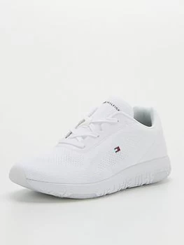 Image of Tommy Hilfiger Lightweight Techmesh Flag Runner Trainers - White, Size 40, Men