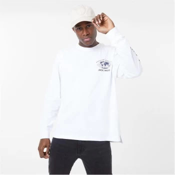 Image of Jack Wills Graphic Print Long Sleeve T-Shirt - White