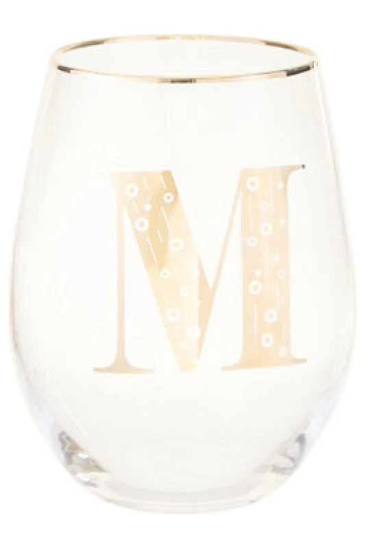 Image of Premier Housewares Claro Letter M Stemless Wine Glass Clear