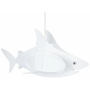 Image of Childrens Shark Ceiling Pendant Light Shade 3D White Bedroom Lighting - No Bulb