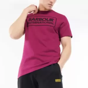 Image of Barbour International Mens Essential Large Logo T-Shirt - Magenta Purple - M